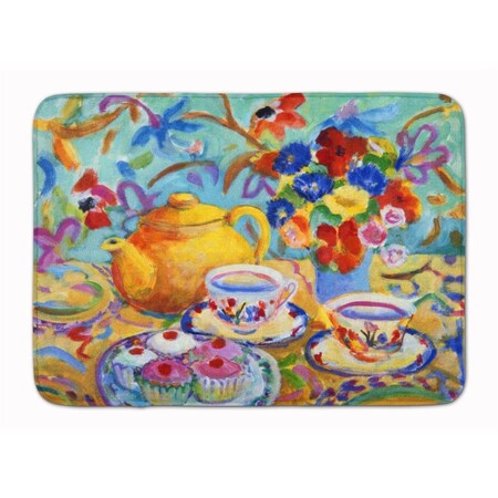 Carolines Treasures Teal Tea by Wendy Hoile Machine Washable Memory Foam Mat HWH0011RUG